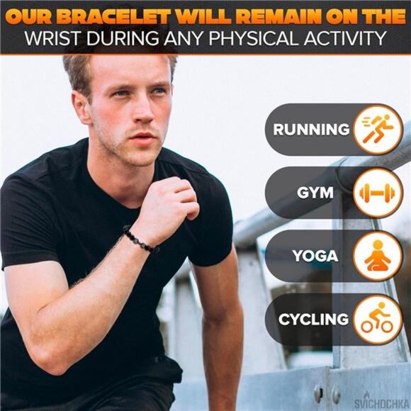 Men Women Beaded Bracelet Lava Stone Dumbbell Gym Stretch Elastic Motivational - Picture 7 of 8